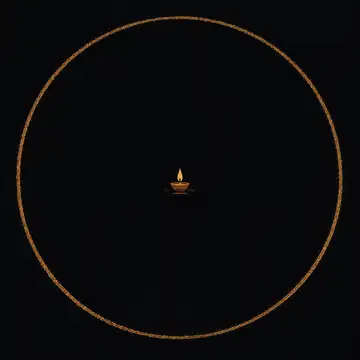 One small lamp burning inside an enormous unbroken ring of light.